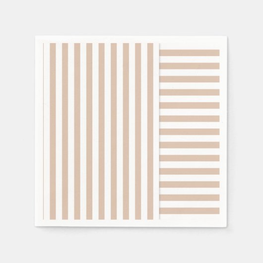 beige witte streep patroon servet (Voorkant)