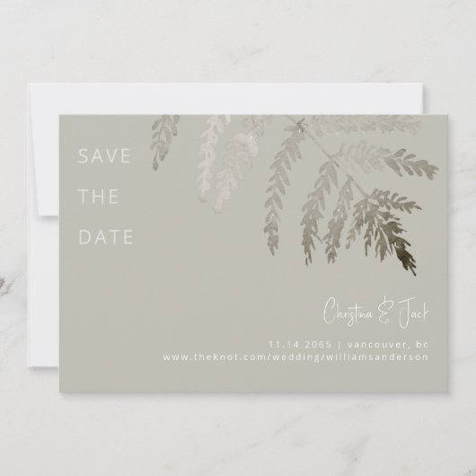 Beige Witte Tekst Moderne Trouwkaart Save the Date Kaart (Voorkant)