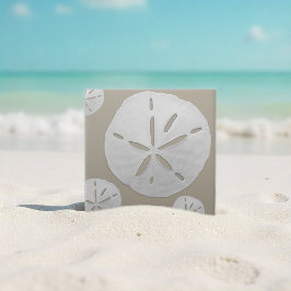 Beige & Witte Tropische Strand Zand Dollar Tegeltje