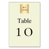 Beige witte zakelijke logo tafel nummer kaart (Voorkant)