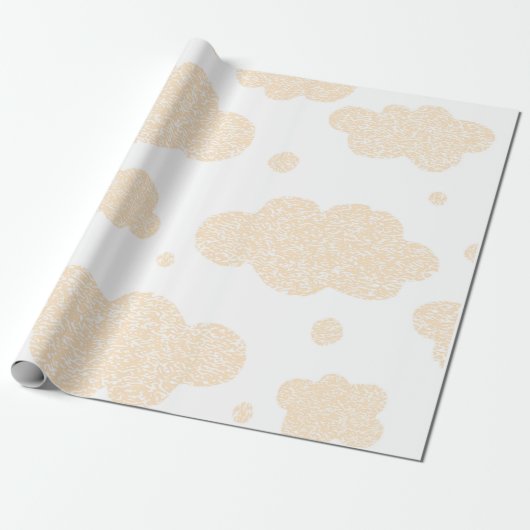 beige wolken op witte achtergrond cadeaupapier (Uitgerold)