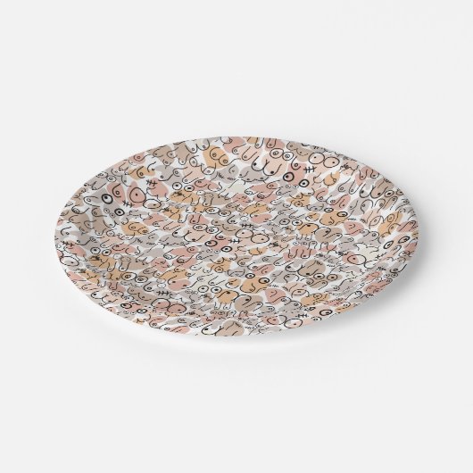 beige woman fun breast papieren bordje (Gekanteld)