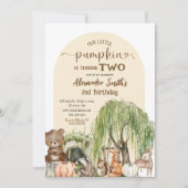 Beige Woodland Animals Little Pumpkin Boy Verjaard Kaart (Voorkant)