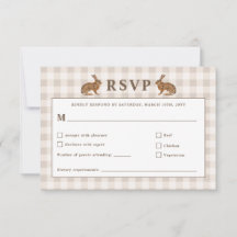 Beige Woodland Haas Konijnen Huwelijks RSVP Kaart