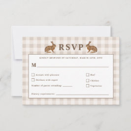 Beige Woodland Haas Konijnen Huwelijks RSVP Kaart