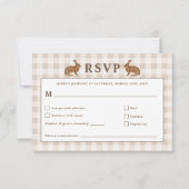 Beige Woodland Hare Bunnies Wedding RSVP Card (Voorkant)