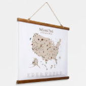 Beige Woodland National Parks Kaart Kleuterschool  Hangend Wandkleed (Gebogen)