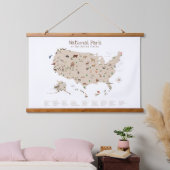 Beige Woodland National Parks Kaart Kleuterschool  Hangend Wandkleed (Slaapkamer)