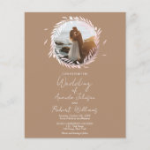 Beige Wreath Budget Foto Wedding Invitation (Voorkant)
