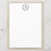 Beige Wreath Monogram Stationery (Voorkant)