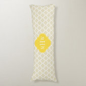 Beige, Wt Marokkaans #5 Ananas 3 Initiaal Monogram Lichaamskussen (Voorkant Verticaal)