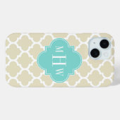 Beige, Wt Marokkaans #5 Turquoise 3 Initieel Monog Case-Mate iPhone Case (Achterkant (horizontaal))