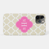 Beige, Wt Moroccan #5 Hot Pink2 3 Initiaal Monogra Case-Mate iPhone Case (Achterkant (horizontaal))