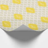 Beige, Wt Moroccan #5 Pineapple 3 Initiaal Monogra Cadeaupapier (Hoek)