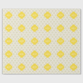 Beige, Wt Moroccan #5 Pineapple 3 Initiaal Monogra Cadeaupapier (Vlak)