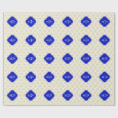 Beige Wt Moroccan #5 Royal Blue 3 Initiaal Monogra Cadeaupapier (Vlak)