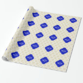 Beige Wt Moroccan #5 Royal Blue 3 Initiaal Monogra Cadeaupapier (Uitgerold)