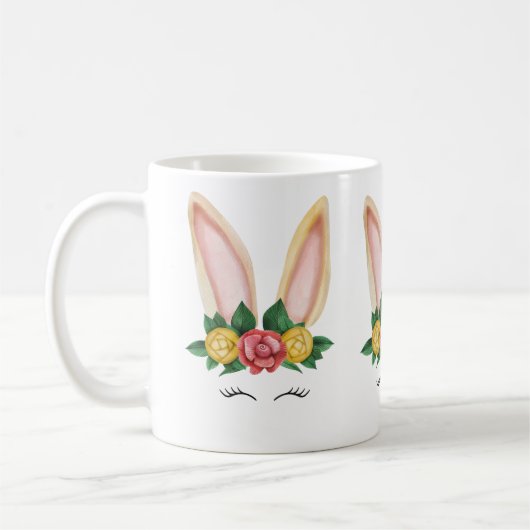 Beige Yellow Rabbit Waterverf Koffiemok (Links)