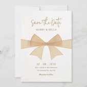 Beige zacht bruine boog bruiloft save the date (Voorkant)
