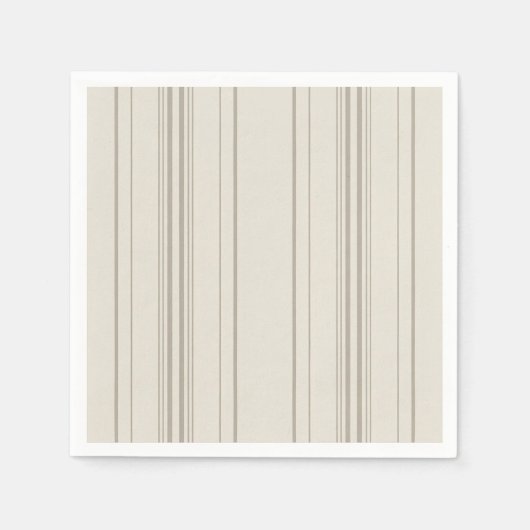 Beige zachte streep cocktail servetten (Voorkant)