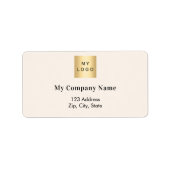 Beige zakelijk logo retouradres etiket (Voorkant)