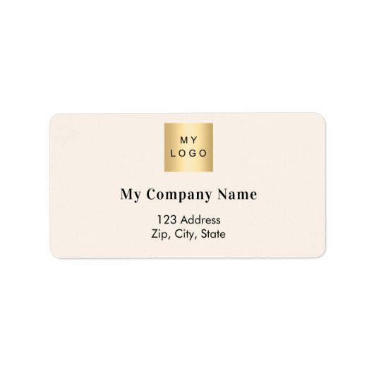 Beige zakelijk logo retouradres etiket (Voorkant)