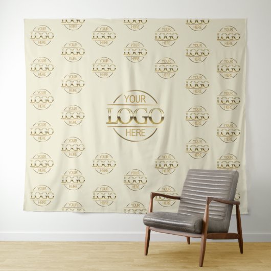 Beige Zakelijk Logo Step & Repeat Achtergrond Bann Wandkleed (In Situ (horizontaal))