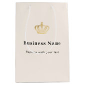 Beige zakelijke royale kroon papieren boodschappen medium cadeauzakje (Voorkant)