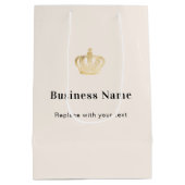 Beige zakelijke royale kroon papieren boodschappen medium cadeauzakje (Achterkant)