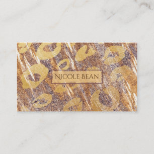 Beige zandkleurige glans luipaardprint glamour visitekaartje