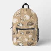 beige zee schelpen strand oceaan bedrukte rugzak (Voorkant)