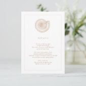 Beige Zee Shell Strand Wedding Information Kaart (Staand voorkant)
