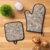 Beige Zeemeerminprint Ovenwant & Pannenlap Set (Top down)