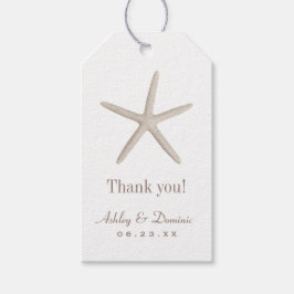 Beige Zeester Strand Bedankt Monogram Bruiloftsges Cadeaulabel