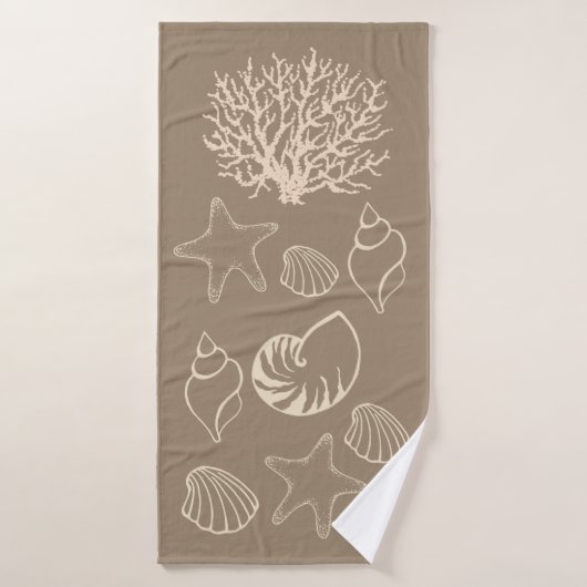 Beige Zeevaart Schelp Badhanddoek (Badhanddoek)