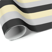 Beige, zilver en zwarte strepen cadeaupapier (Rol Hoek)