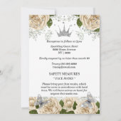 Beige zilvertiara roos quinceanera kaart (Achterkant)