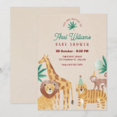 Beige zoo baby shower kaart (Voorkant / Achterkant)
