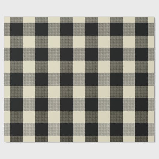 Beige Zwart Enorme Buffalo Plaid Lumberjack Tartan Cadeaupapier (Vlak)