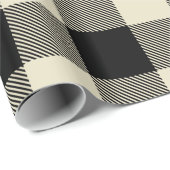 Beige Zwart Enorme Buffalo Plaid Lumberjack Tartan Cadeaupapier (Rol Hoek)