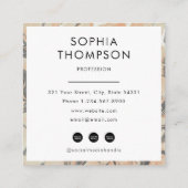 Beige Zwart Marmer Abstracte QR Code Social Media Vierkante Visitekaartje (Achterkant)