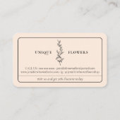 Beige Zwart Minimal Framed Line Flower Visitekaartje (Achterkant)