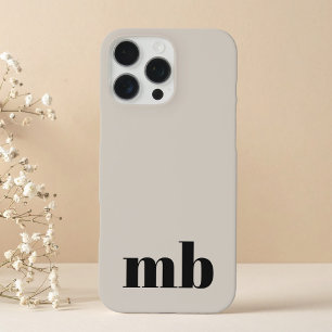 Beige Zwart Minimalistische Moderne Initiaal Monog iPhone 16 Pro Max Hoesje