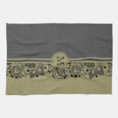 Beige & Zwart Natuurlijk Linnen & Zwart Kant 2 Theedoek (Horizontaal)