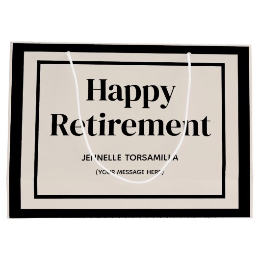 Beige Zwart Pensioen Partij Groot Cadeauzakje (Achterkant)