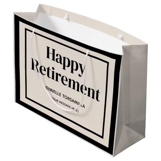 Beige Zwart Pensioen Partij Groot Cadeauzakje