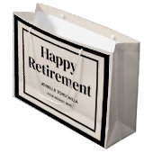 Beige Zwart Pensioen Partij Groot Cadeauzakje (Voorkant Gekanteld)