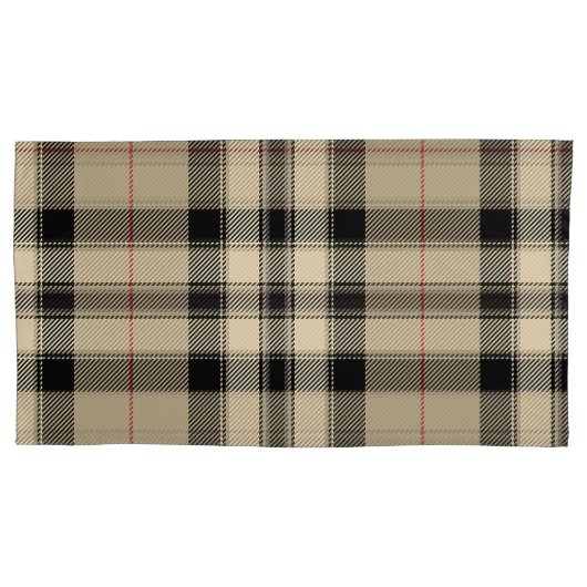 Beige Zwart Plaid Pair King Kussensloop (Voorkant-Links)