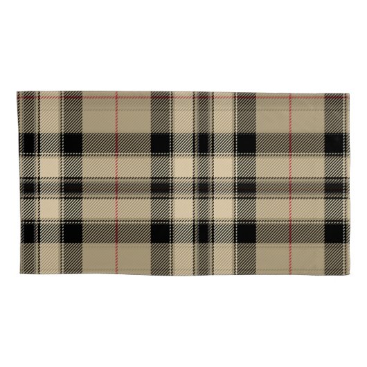 Beige Zwart Plaid Pair King Kussensloop (Achterkant-Rechts)