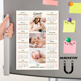 Beige Zwart Rood 2026 Agenda Foto Collage Magneet